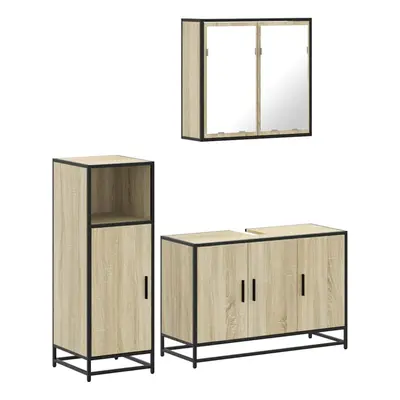 (sonoma oak) vidaXL Piece Bathroom Furniture Set Smoked Oak Engineered Wood