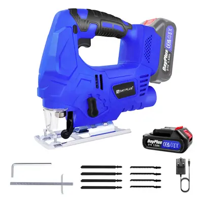 Cordless Jigsaw with 8pcs Blades 1.5Ah Battery 3000rpm Stage Pendulum Action 45Â°Bevel Cutting 4