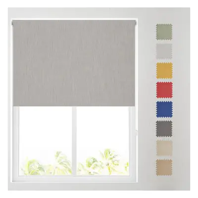 (Grey Paris Textured Thermal Blackout Roller Blind 5ft (153cm) - FREE CUT TO SIZE) Paris Thermal