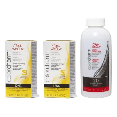 (12NG + 12NG+Developer (Vol. 20) 3.6oz ) Wella Color Charm Haircolor 12NG Surf Side Blonde Plus