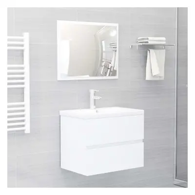 vidaXL Bathroom Furniture Set White Chipboard Wall Cabinet Bathroom Cupboard