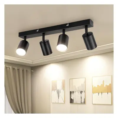 (4 way spotlight, Black Spotlights) Ceiling Light - Matte Black Ceiling Light Bar Spotlight - Ce