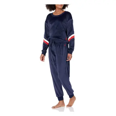 Tommy Hilfiger womens Logo Sleeve Velour Pullover and Cuffed Bottom Pa