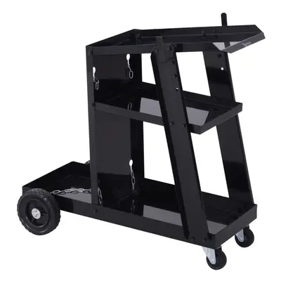 DURHAND Three-Tier Welding Cart Welder Trolley for Gas Bottles w/ Wheels, Black