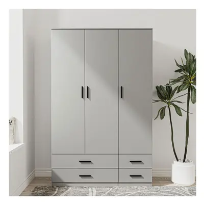 (Grey) Door Drawer Wardrobe Storage Shelf Hanging Bedroom Modern Furniture