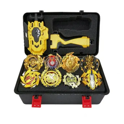 8x Beyblade Burst Gold Gyro Set w/ Grip Launcher