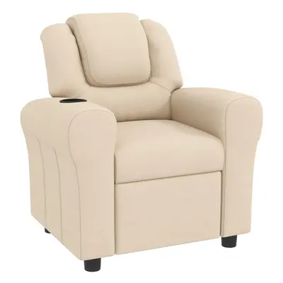 HOMCOM Kids Recliner Chair w/ Cup Holder, PU Leather Children Lounger, Beige