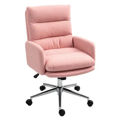 HOMCOM Upholstered Desk Chair with Height Adjustable, Pink