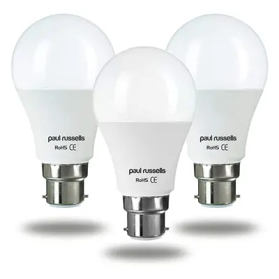 3 Pack 15W GLS LED Light Bulbs B22 BC Bayonet Paul Russells Bright 15W=125W A60 Globe Beam Lamp 