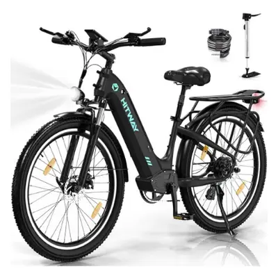 (Black) HITWAY 26x3.0 Electric Bike,bk16,250W City Cruiser E bike