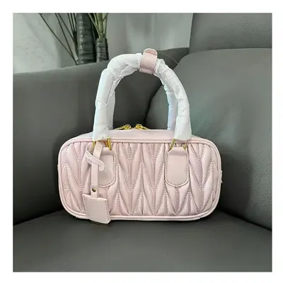 (Pink) Women Boston Handbag Brand Design Metal Letters Large Capacity Ladies Shoulder Bag Upgrad