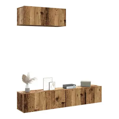 vidaXL Piece TV Cabinet Set Wall-mounted Old Wood Engineered Wood tv cabinet