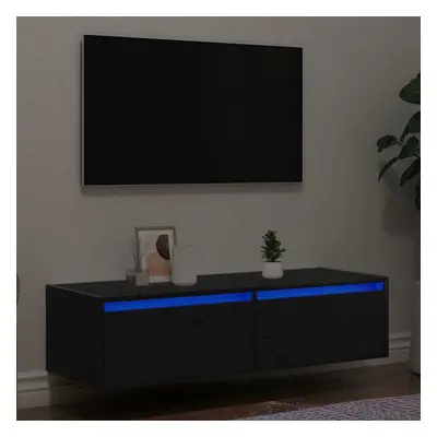 vidaXL TV Cabinet with LED Lights Black Oak 100X35.5x25 cm TV stand