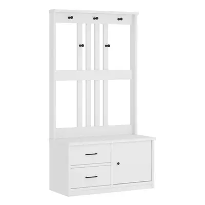 (white) vidaXL Hall Tree SANDENS White 87x40x159.5cm Solid Wood Pine hallway bench