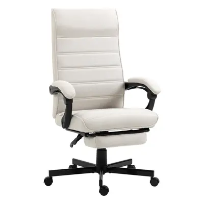 Vinsetto High-Back Home Office Chair with Adjustable Height and Footrest, White