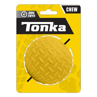 Tonka Rubber Diamond Plate Ball Dog Toy Lightweight Durable and Water Resistant 3.5 Inches Singl