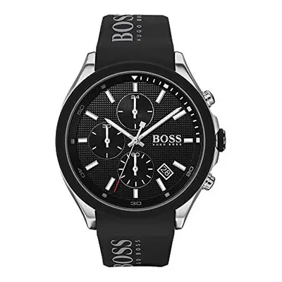 HUGO by Hugo Boss Black Men's Stainless Steel Quartz Watch with Silicone Strap, Black, (Model: 1