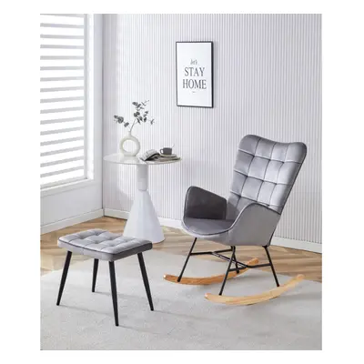 Rocking chair recliner lounge with footstool grey velvet sofa living room furniture