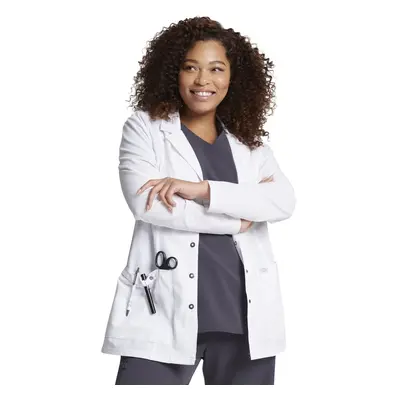 Dickies womens Xtreme Stretch Inch Snap Front Medical Lab Coat Whi