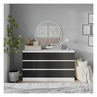 (White Carcass + Black Drawers) 120cm Modern Wooden Chest of Drawers Bedroom Furniture Storage B