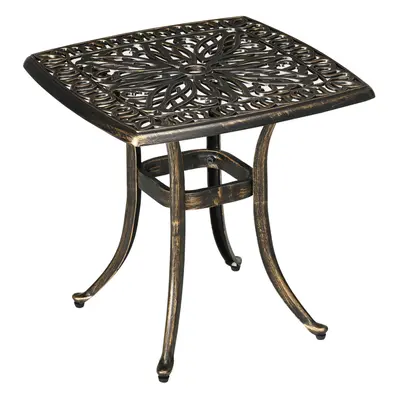 Outsunny x 54cm Aluminium Outdoor Garden Side Table w/ Umbrella Hole, Bronze