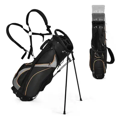 Golf Stand Bag Portable Golf Carry Bag 8-way Divider w/ Double Shoulder Straps