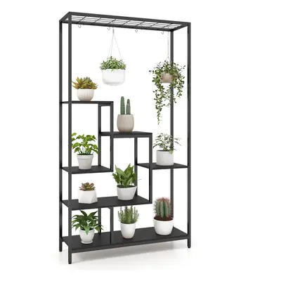 6-tier Tall Plant Stand 180cm Metal Corner Plant Shelf Display Rack-Black