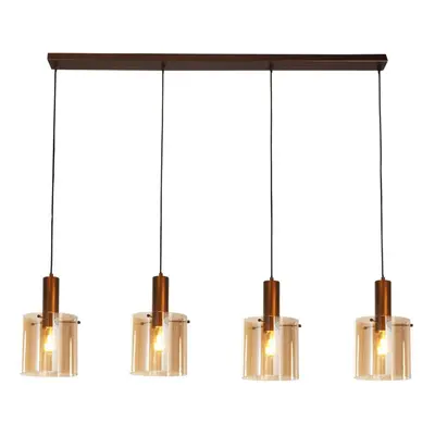 Searchlight Sweden Light Bar Pendant Mocha, Amber Glass