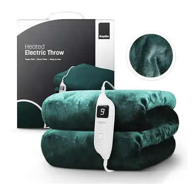 (KEPLIN Large Electric Heated Throw Blanket Green - Black) KEPLIN Large Electric Heated Throw Bl