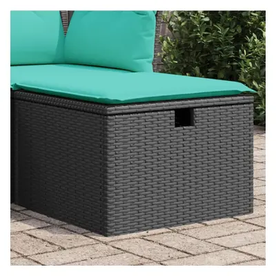 vidaXL Patio Stool with Cushion Black 21.7x21.7x14.6 Poly Rattan