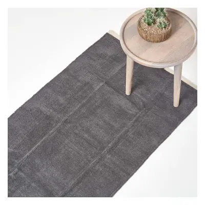 (66 x cm, Dark Grey) Chenille Plain Cotton Rug