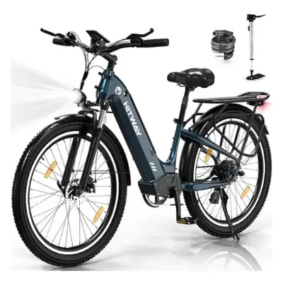 (Blue) HITWAY 26x3.0 Electric Bike,bk16,250W City Cruiser E bike