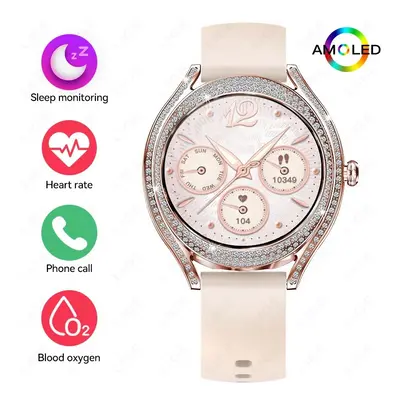 (Silica gel Pink, Bluetooth Call) LIGE AMOLED Smart Watch AI Voice Siri Bluetooth Call Heart Rat