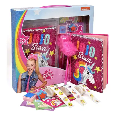 Jojo Siwa Reversible Sequin Unicorn Notebook Journal Set, Diary, Pen and Stickers Included, Colo