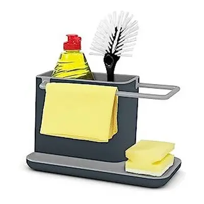 Joseph Joseph Caddy Kitchen Sink Area Organiser with Sponge Holder and Cloth Hanger - Grey