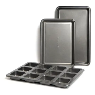 MasterClass Three Piece Non-Stick Brownie Bundle, Includes Two Standard Brownie Pans and One Ind