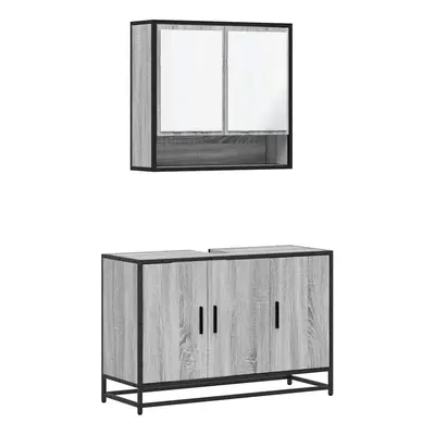 (grey sonoma) vidaXL Piece Bathroom Furniture Set Black Engineered Wood bathroom cabinet