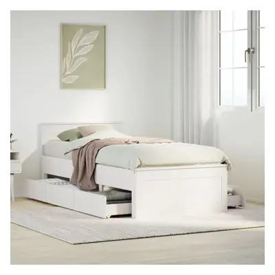 vidaXL Bed Frame without Mattress with Headboard White 90x200 cm Solid Wood Pine