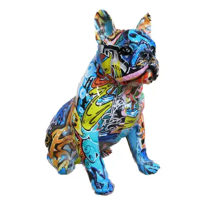 Large Sitting Graffiti Style Bulldog Sculpture Ornament Gift | Resin