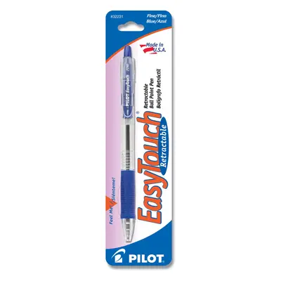 PILOT EasyTouch Refillable & Retractable Ballpoint Pen Fine Point Blue Ink Single Pen (32231)