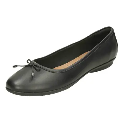 (UK 3, Black) Ladies Clarks Ballerina Flats With Bow Trim Gracelin Blu - D Fit