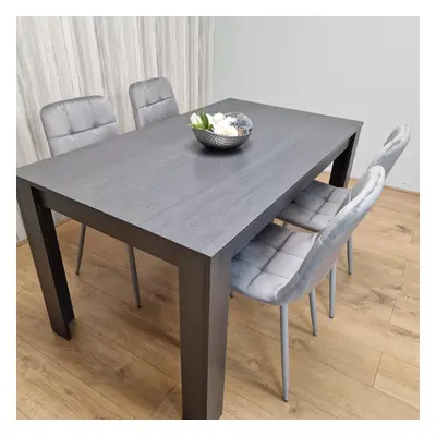 Dining Table and Chairs Black Dark Grey Grey Velvet Chairs Wood Dining Set Furniture