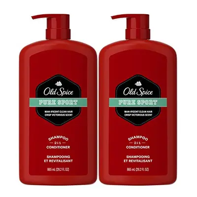 Old Spice Pure Sport 2in1 Shampoo and Conditioner for Men, Twin Pack, Lemon, 58.4 Fl Oz