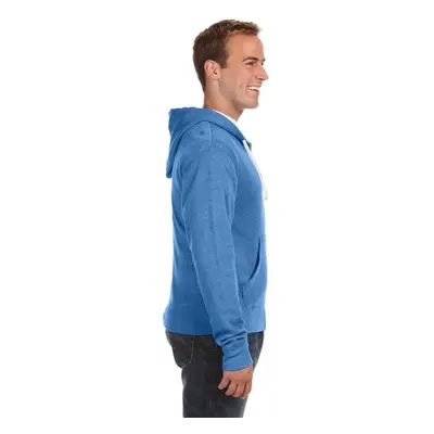 J America Adult Triblend Full-Zip Fleece Hood ROYAL TRIBLEND