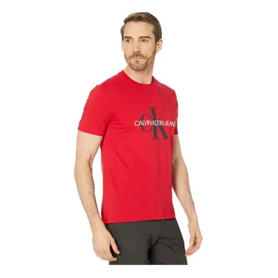 Calvin Klein Men's Short Sleeve T-Shirt Monogram Logo Tango Red Unbox