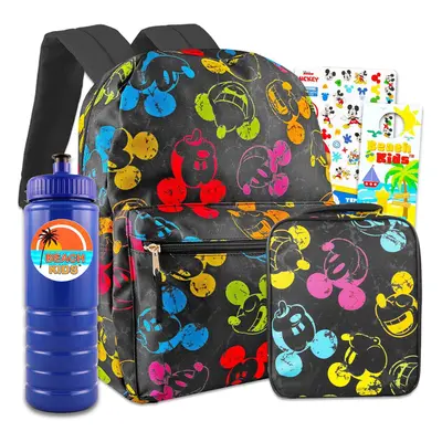 Disney Mickey Mouse Backpack and Lunch Box Set For Kids - Bundle with a Neon Mickey Backpack Neo