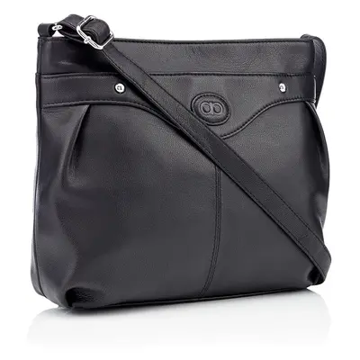 The Collection Womens Black Leather Logo Detail Cross Body Bag