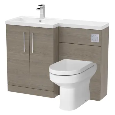 Level Bathroom Bundle Floor Standing Vanity Basin and WC Unit with Pan, Seat and Cistern - Left 