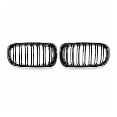 Gloss Black Front Sport Grill Grille Double Line