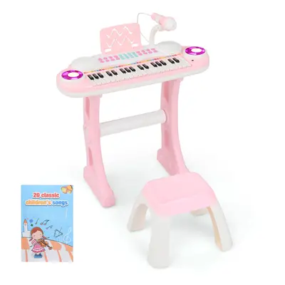 Electronic Kids Piano Toy Keys Piano Keyboard with Stool-Pink